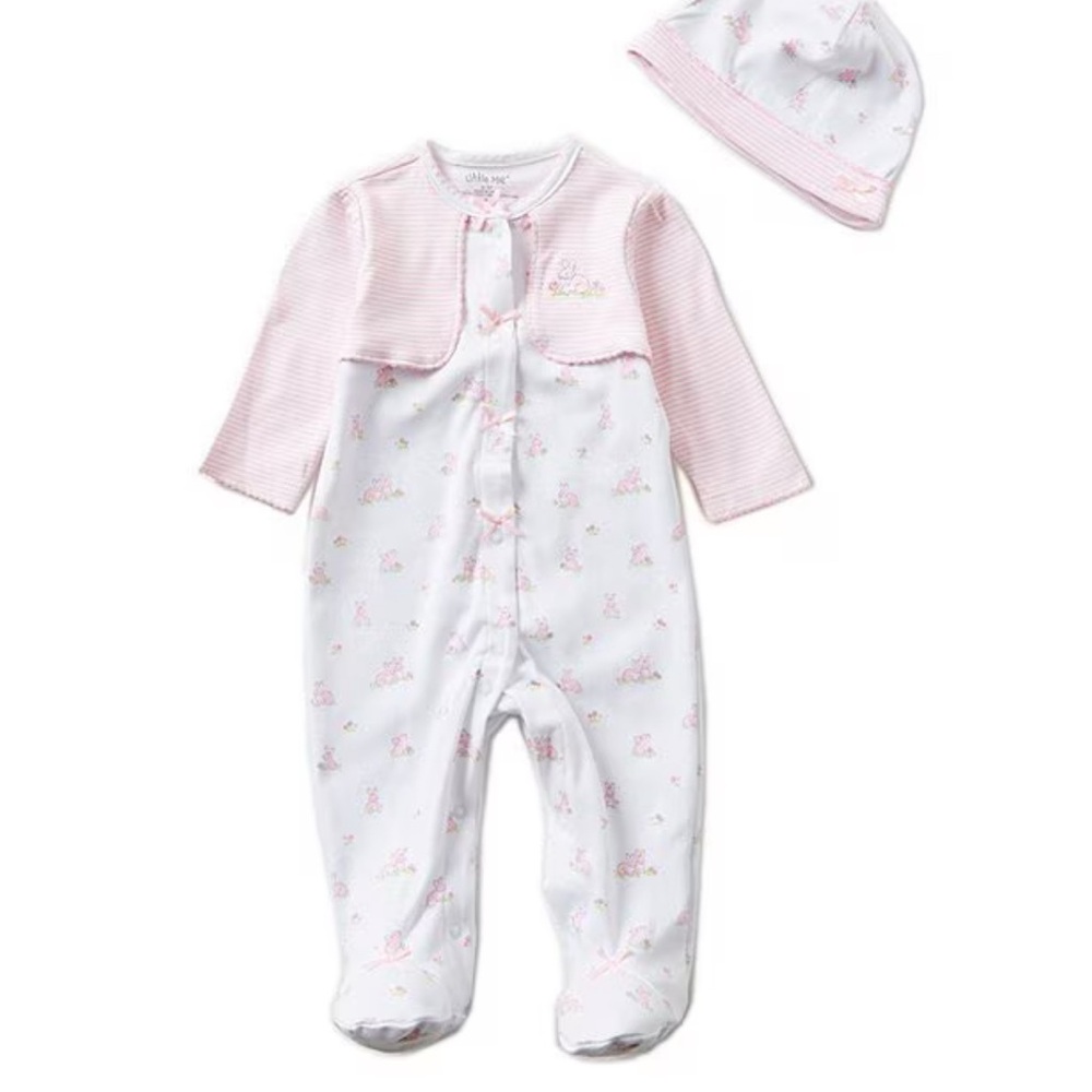 Little Me Pink and White Footie Set